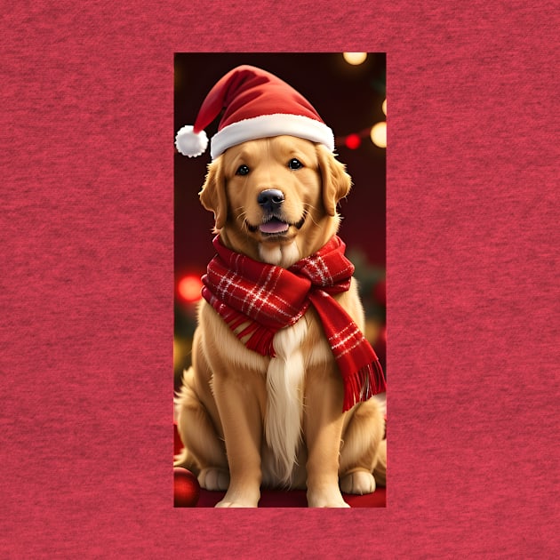 Christmas golden retriever dog by colorful444